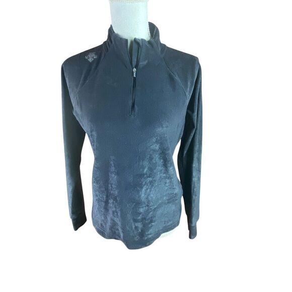 Descente Womens Black Quarter-Zip Pullover Fleece Jacket Size 8 - Picture 1 of 4